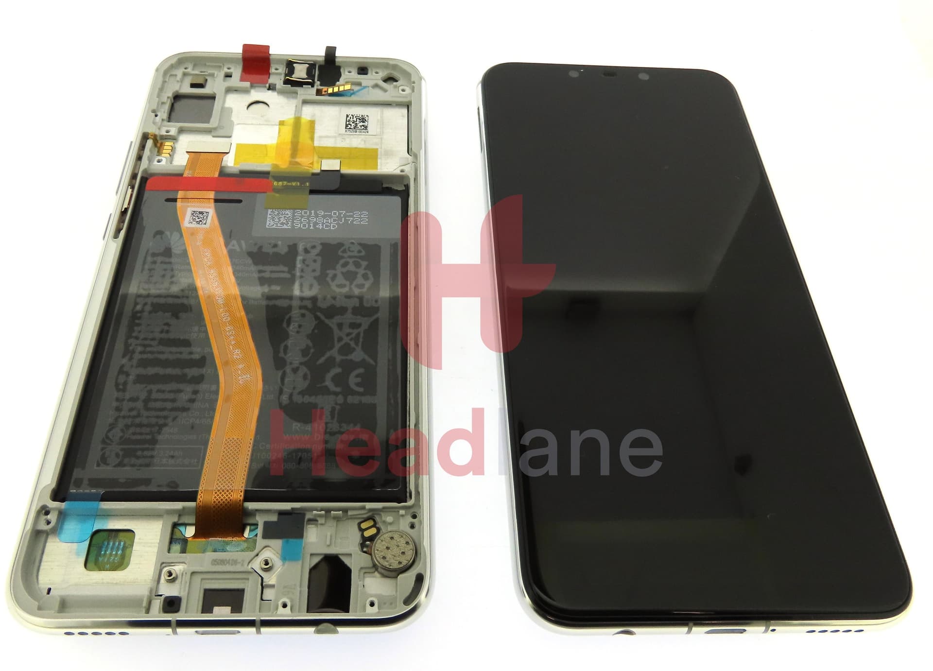 Huawei P Smart+ / P Smart Plus Nova 3i LCD Display / Screen + Touch + Battery Assembly - White - view 2