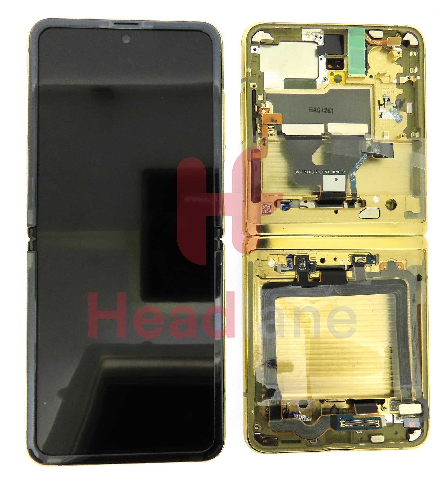 Samsung SM-F700 Galaxy Z Flip LCD Display / Screen + Touch - Gold (No Camera) - view 3