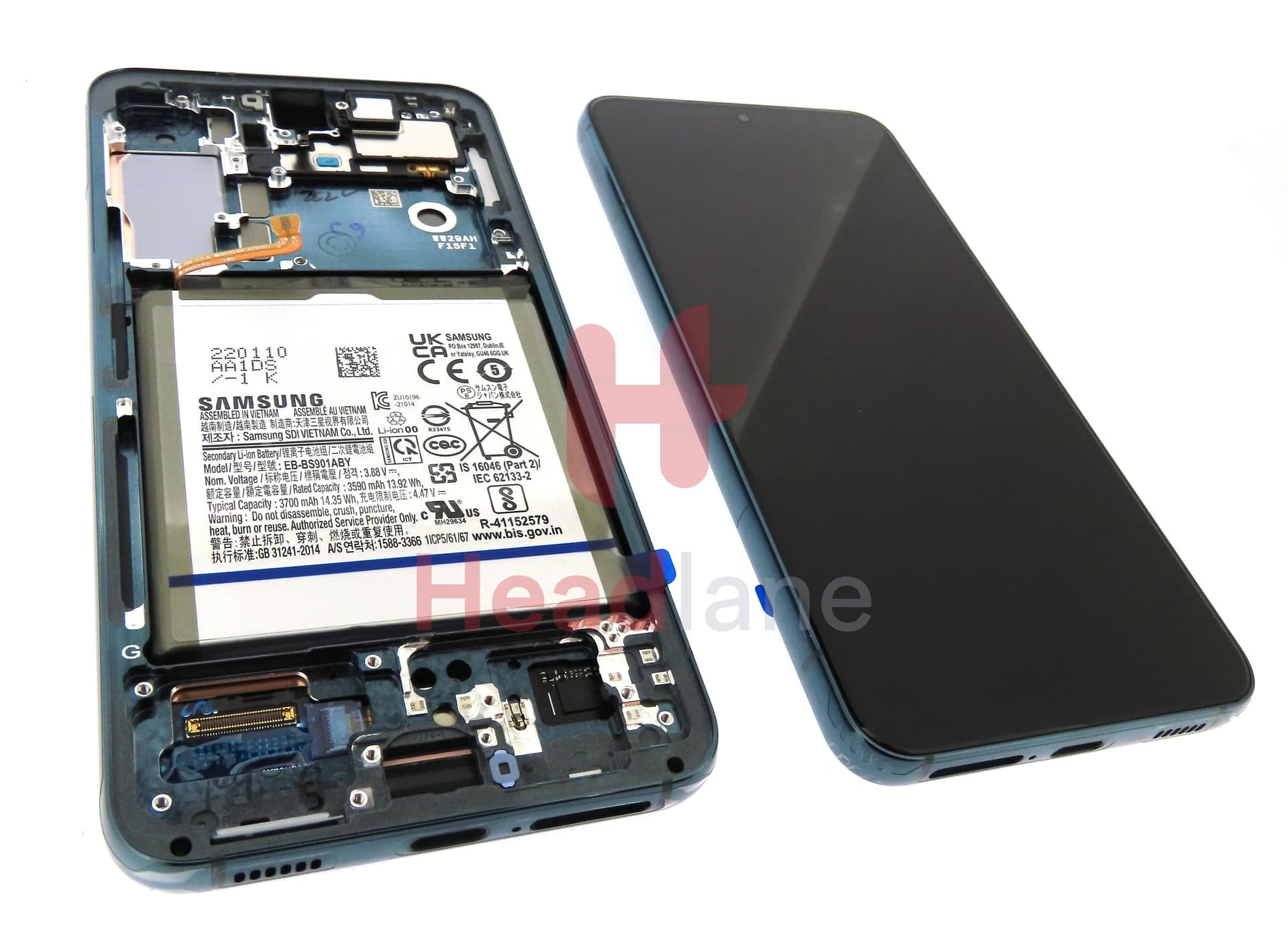 Samsung SM-S901 Galaxy S22 LCD Display / Screen + Touch + Battery - Green - view 2