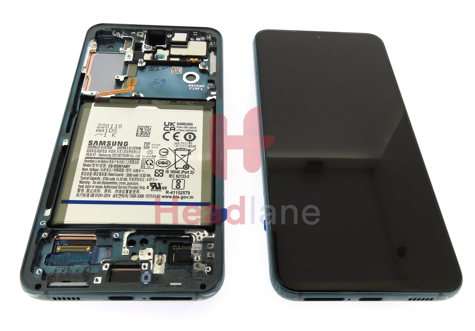 Samsung SM-S901 Galaxy S22 LCD Display / Screen + Touch + Battery - Green - view 3