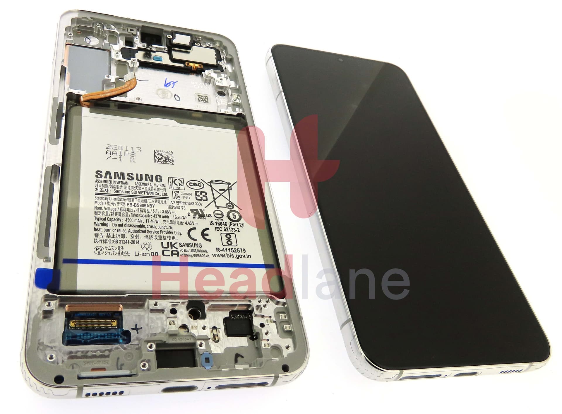 Samsung SM-S906 Galaxy S22+ / Plus LCD Display / Screen + Touch + Battery - Phantom White - view 2