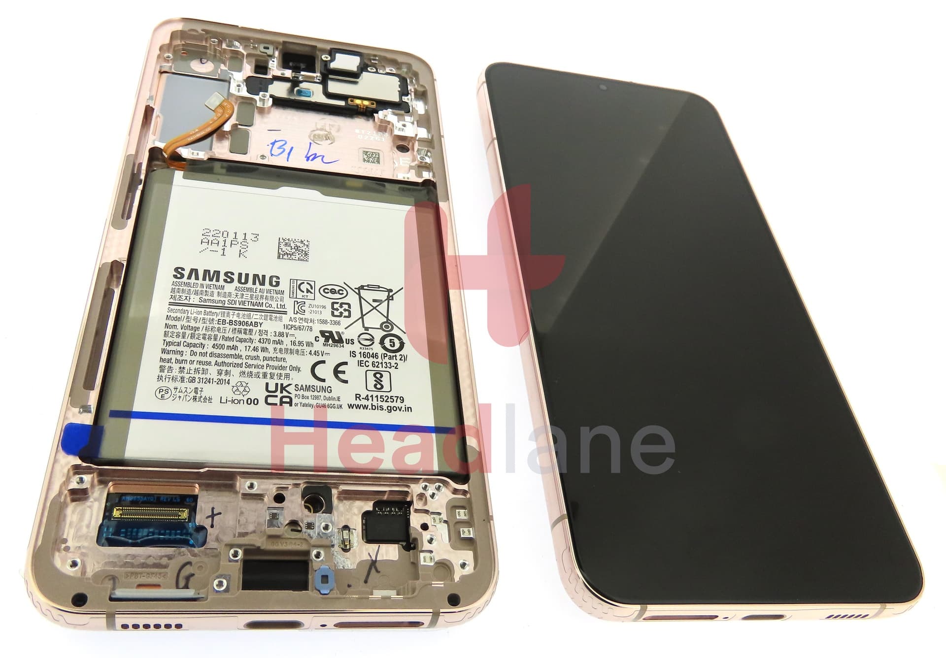 Samsung SM-S906 Galaxy S22+ / Plus LCD Display / Screen + Touch + Battery - Pink Gold - view 2