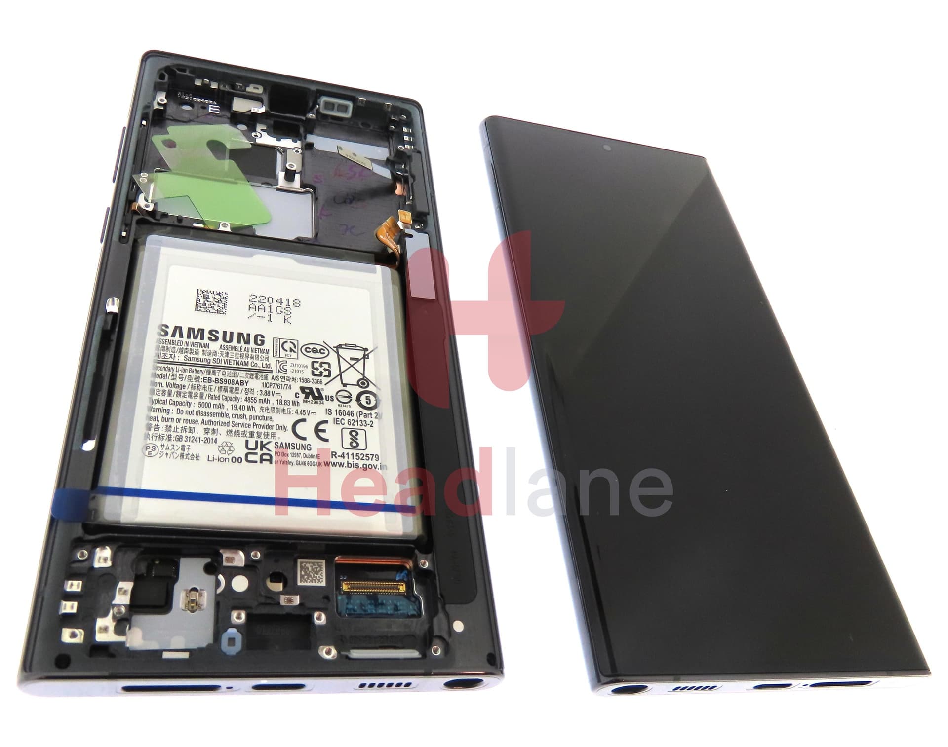 Samsung SM-S908 Galaxy S22 Ultra LCD Display / Screen + Touch + Battery - Phantom Black - view 2