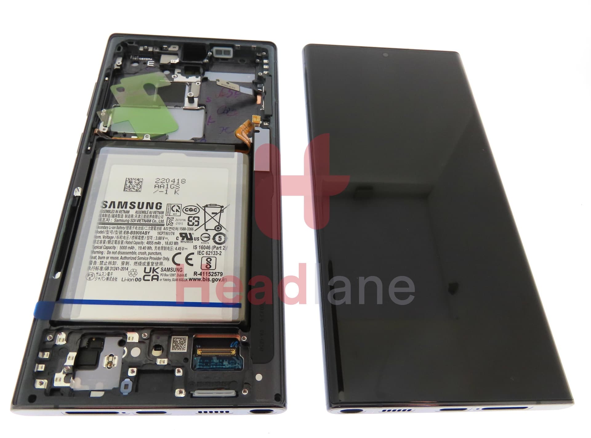 Samsung SM-S908 Galaxy S22 Ultra LCD Display / Screen + Touch + Battery - Phantom Black - view 3