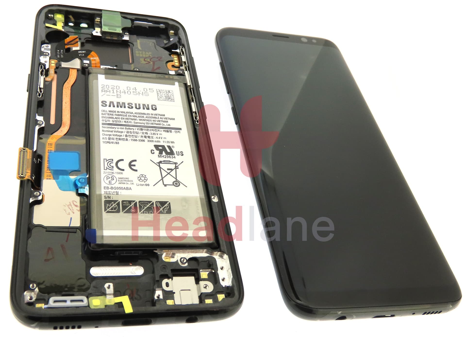 Samsung SM-G950 Galaxy S8 LCD Display / Screen + Touch + Battery - Black - view 2