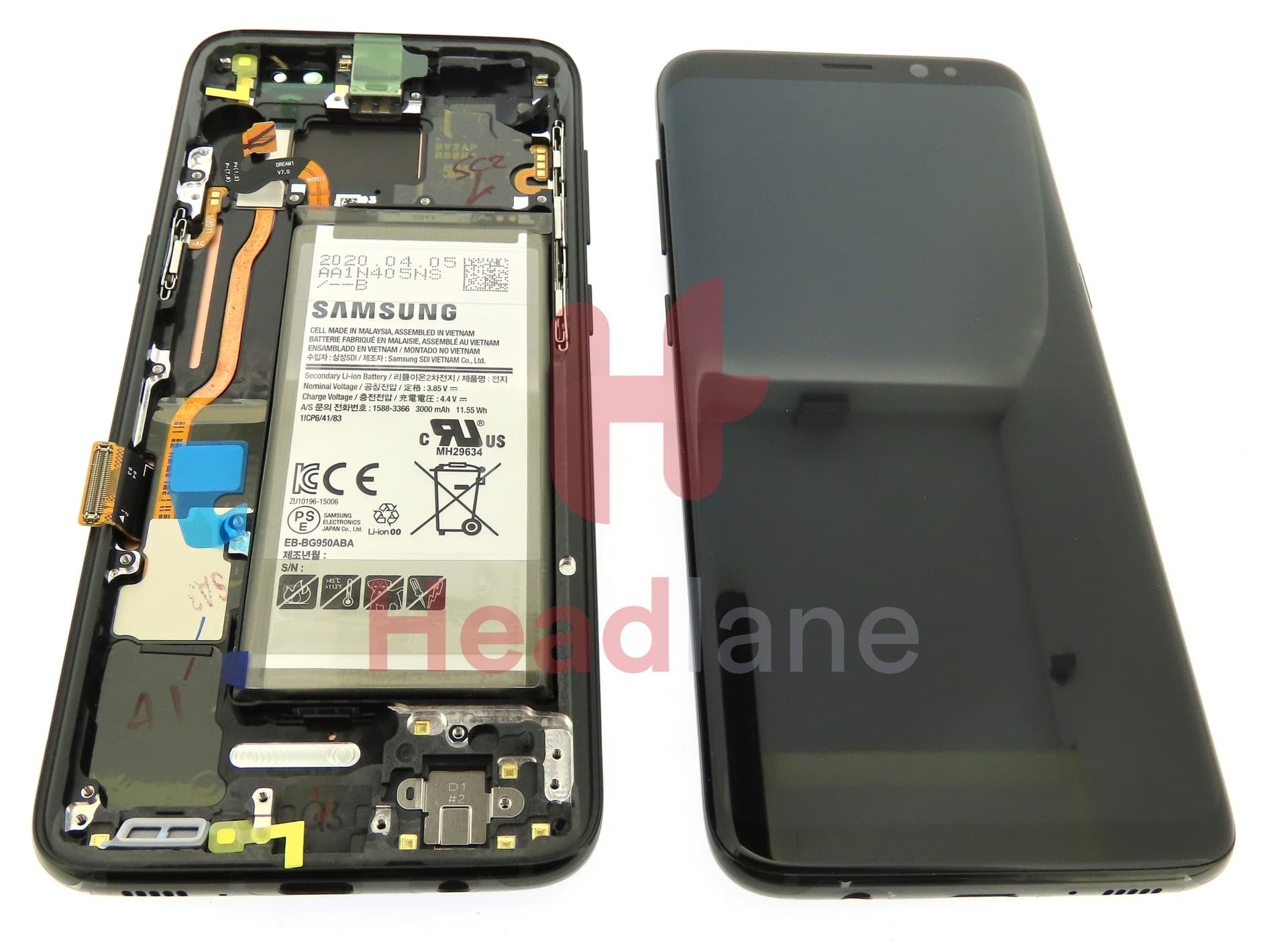 Samsung SM-G950 Galaxy S8 LCD Display / Screen + Touch + Battery - Black - view 3