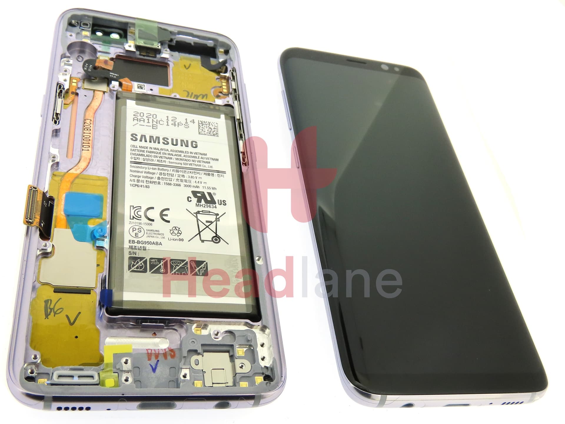 Samsung SM-G950 Galaxy S8 LCD Display / Screen + Touch + Battery - Orchid Grey - view 3