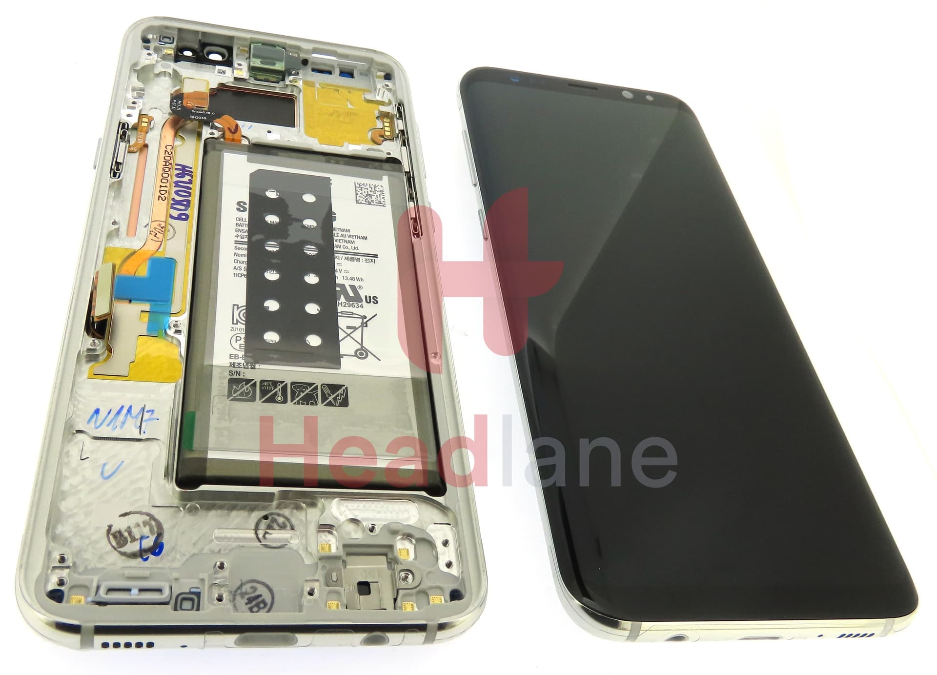 Samsung SM-G955 Galaxy S8+ LCD Display / Screen + Touch + Battery - Silver - view 2