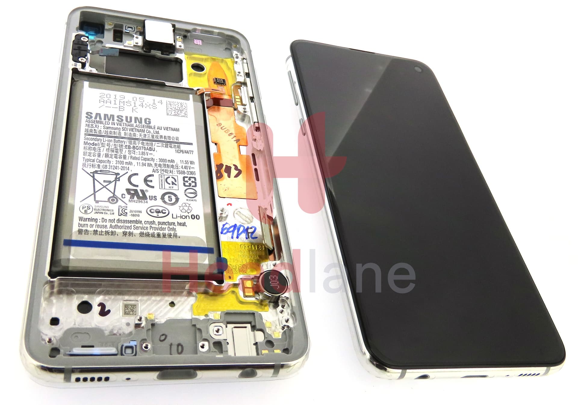 Samsung SM-G970 Galaxy S10E LCD Display / Screen + Touch + Battery - Prism White - view 2