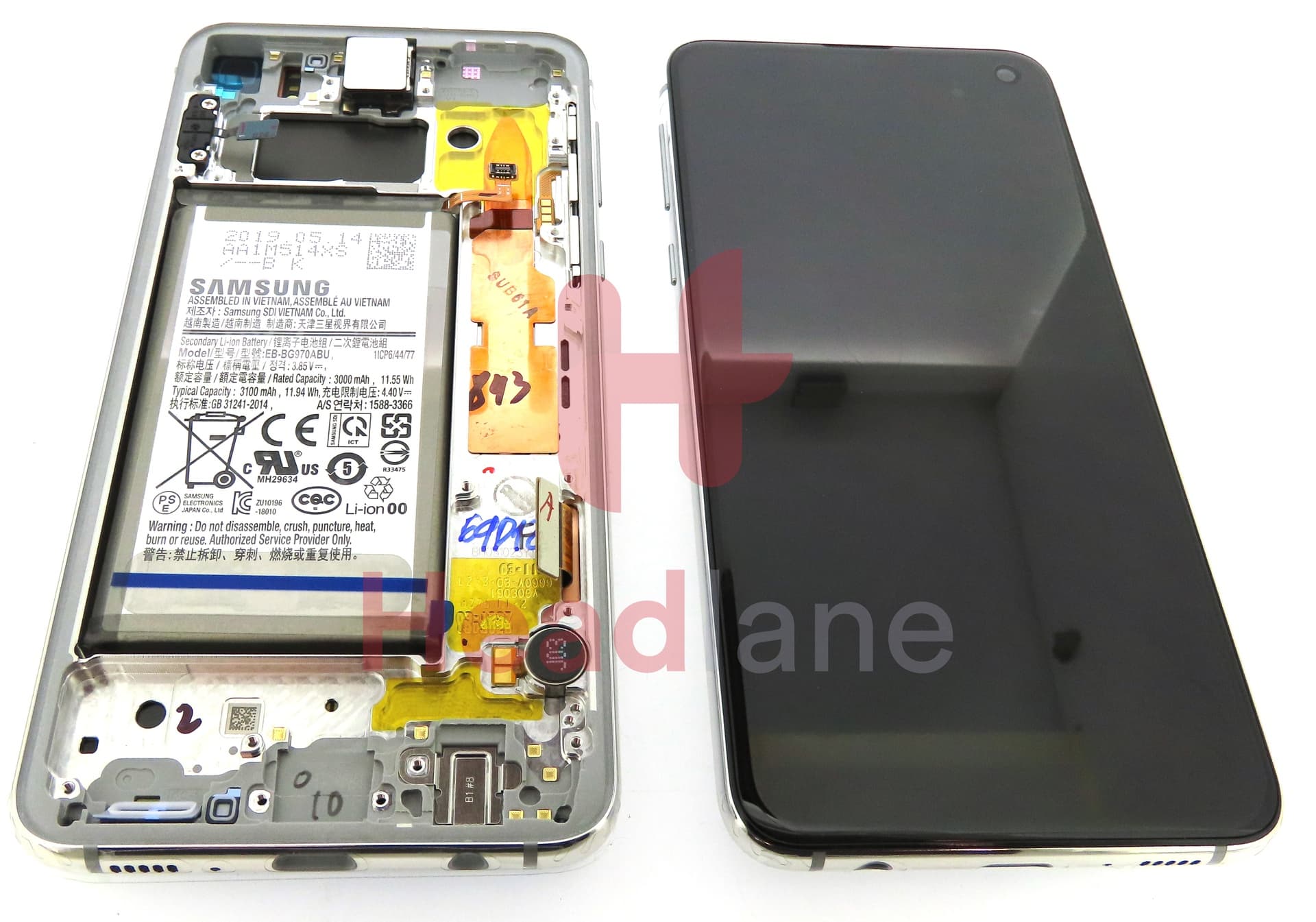 Samsung SM-G970 Galaxy S10E LCD Display / Screen + Touch + Battery - Prism White - view 3