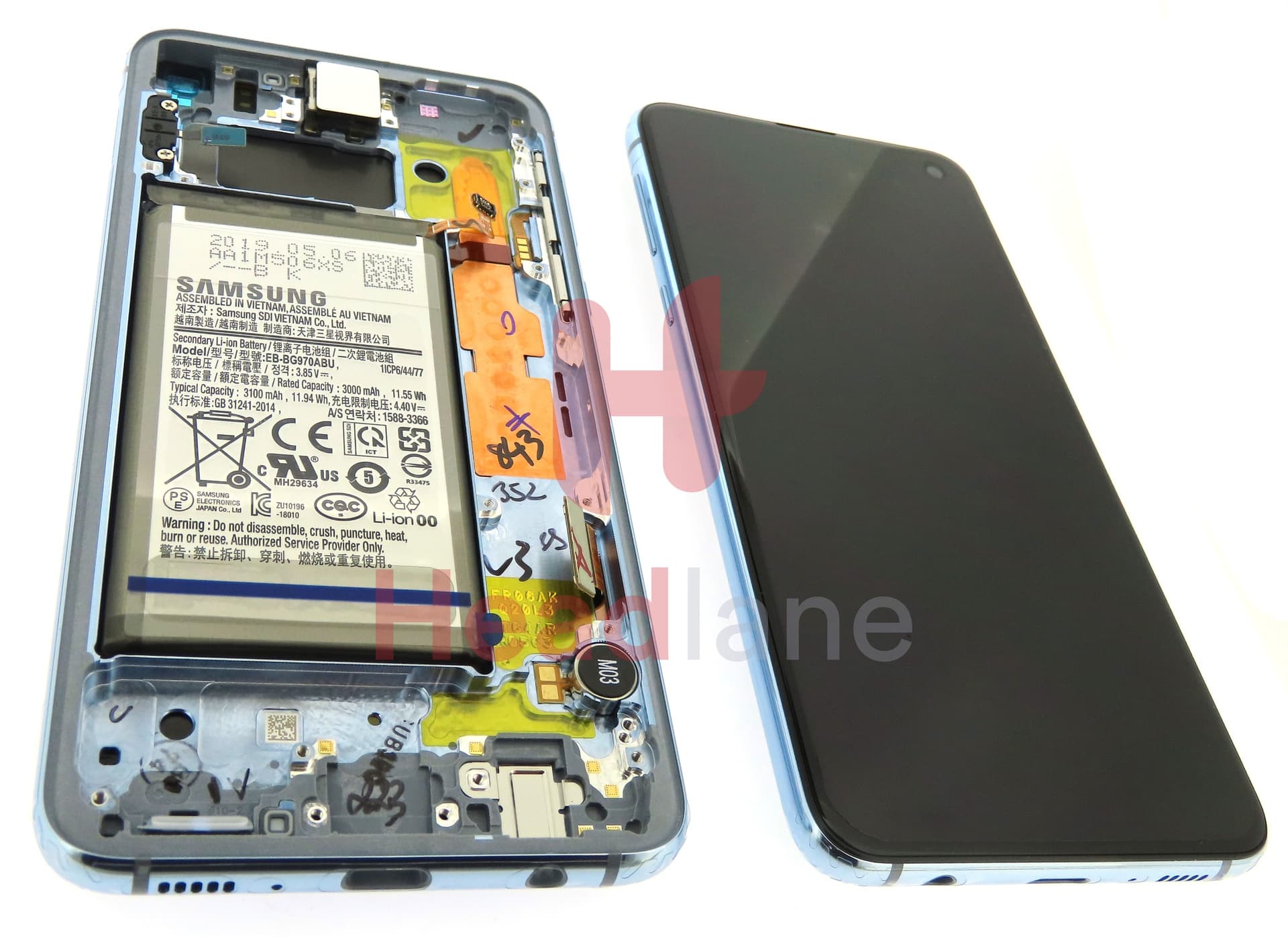 Samsung SM-G970 Galaxy S10E LCD Display / Screen + Touch + Battery - Prism Blue - view 2