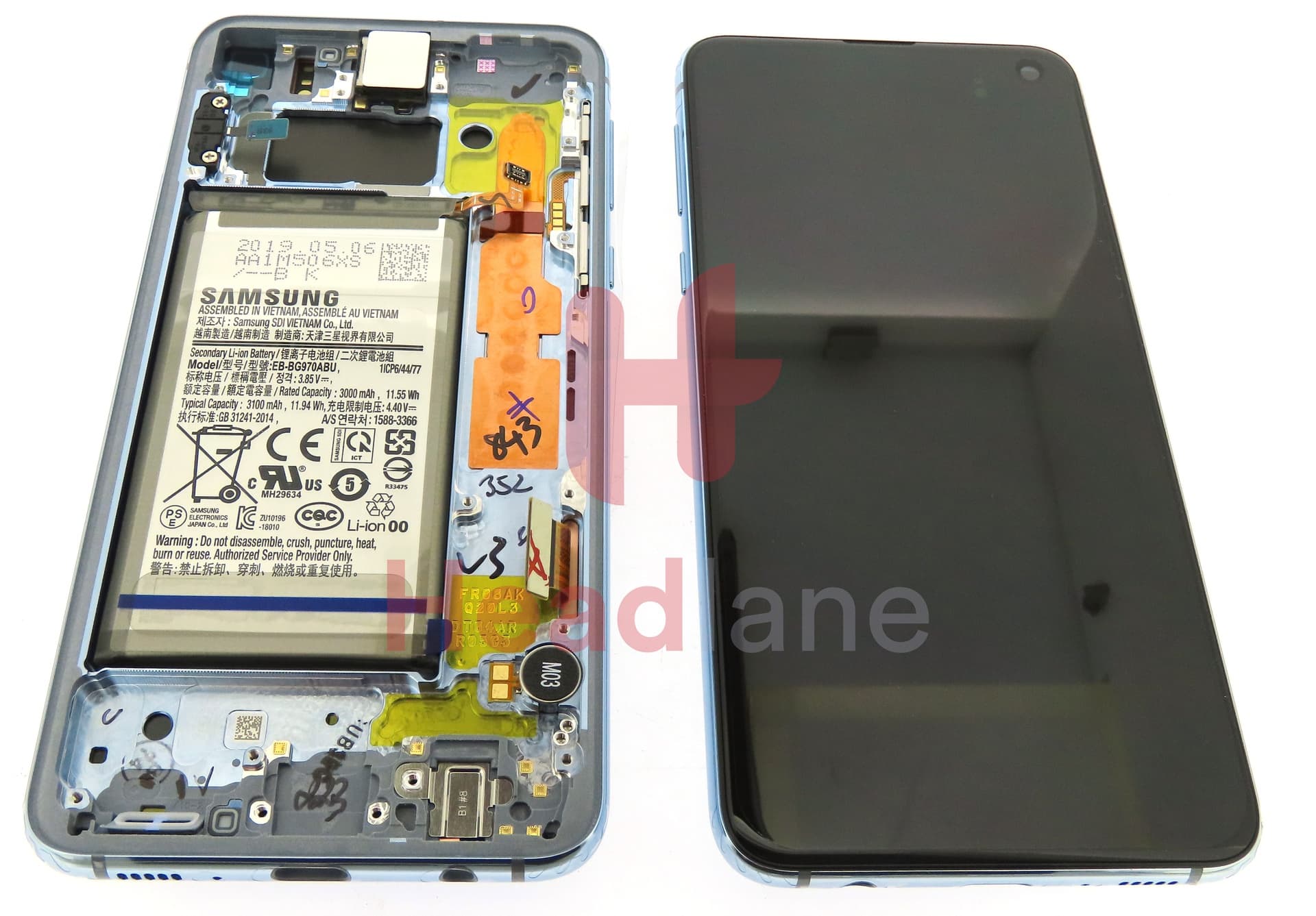 Samsung SM-G970 Galaxy S10E LCD Display / Screen + Touch + Battery - Prism Blue - view 3