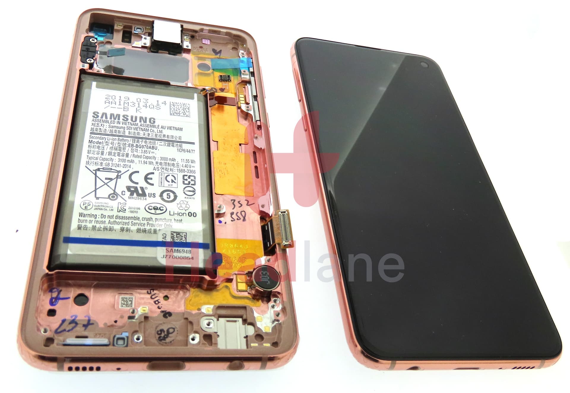 Samsung SM-G970 Galaxy S10E LCD Display / Screen + Touch + Battery - Flamingo Pink - view 2