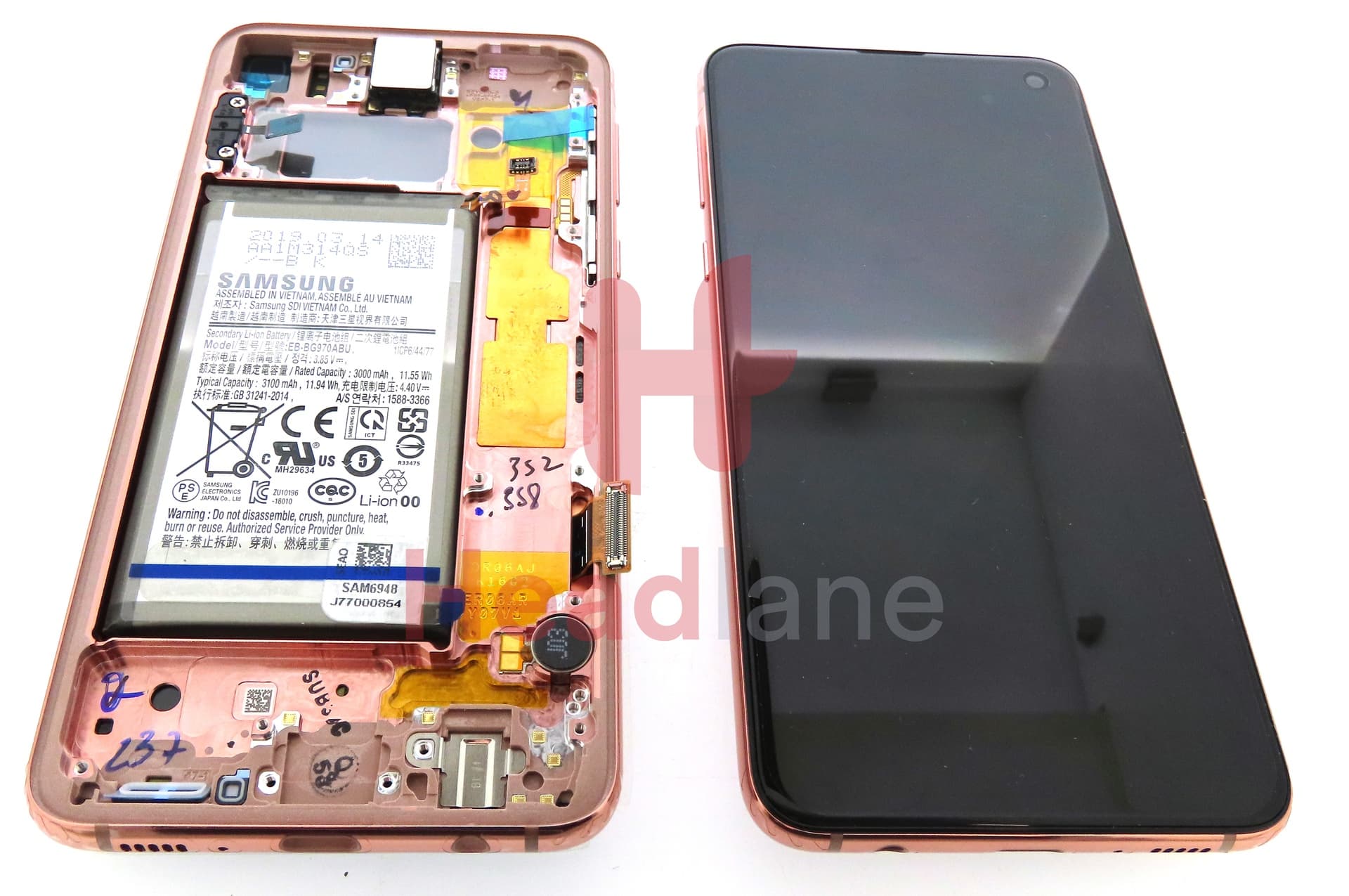 Samsung SM-G970 Galaxy S10E LCD Display / Screen + Touch + Battery - Flamingo Pink - view 3