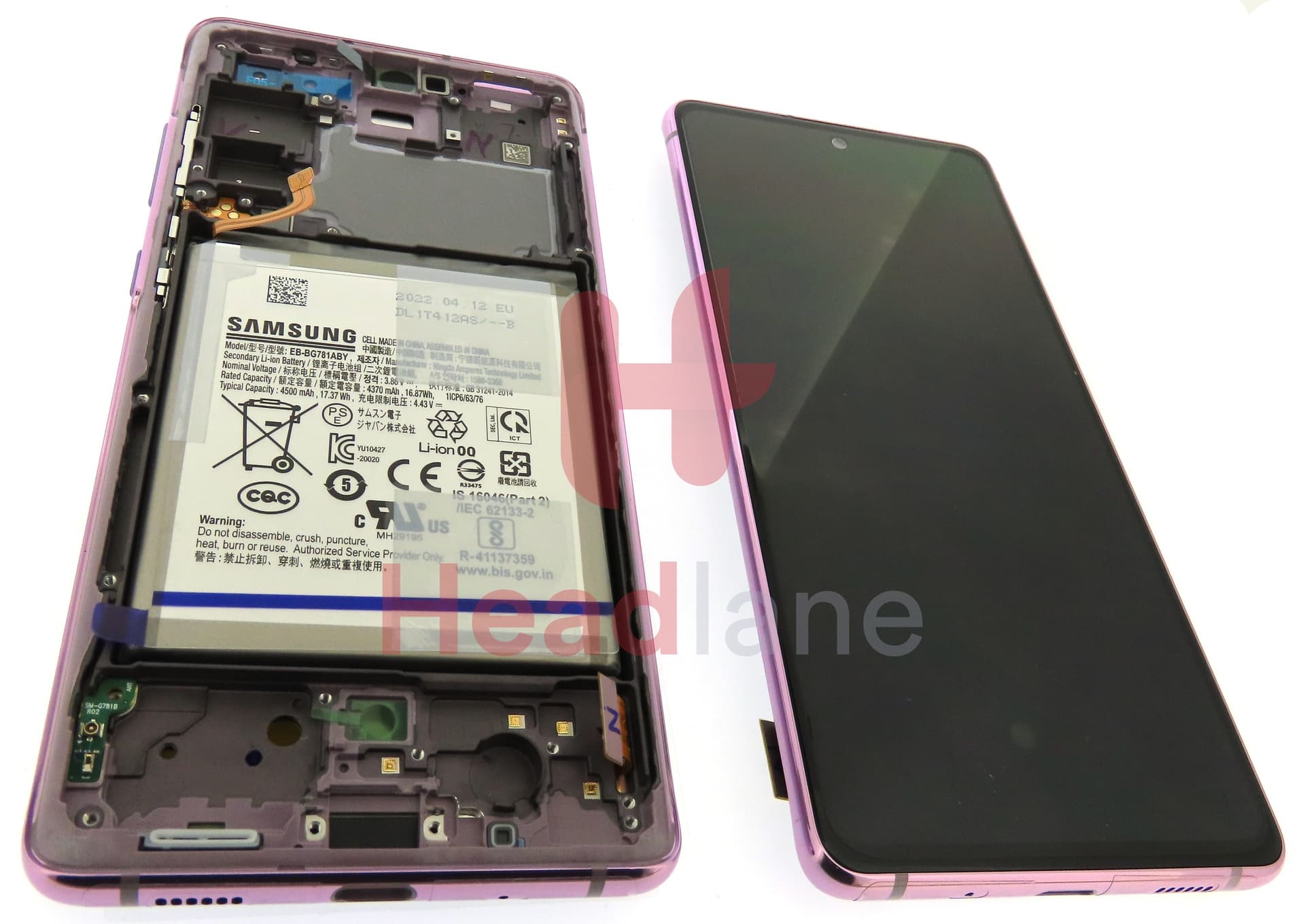 Samsung SM-G781 Galaxy S20 FE 5G LCD Display / Screen + Touch + Battery - Cloud Lavender - view 2