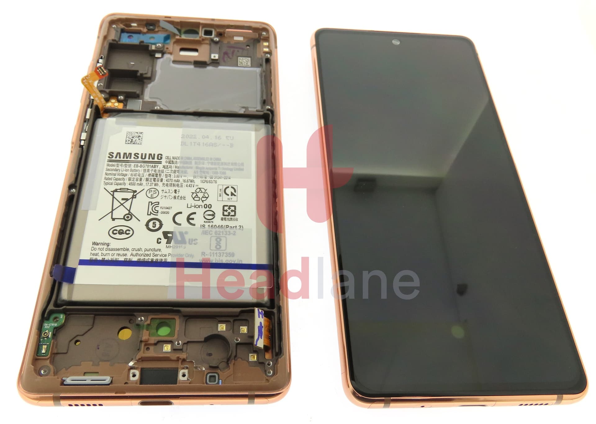 Samsung SM-G781 Galaxy S20 FE 5G LCD Display / Screen + Touch + Battery - Cloud Orange - view 3