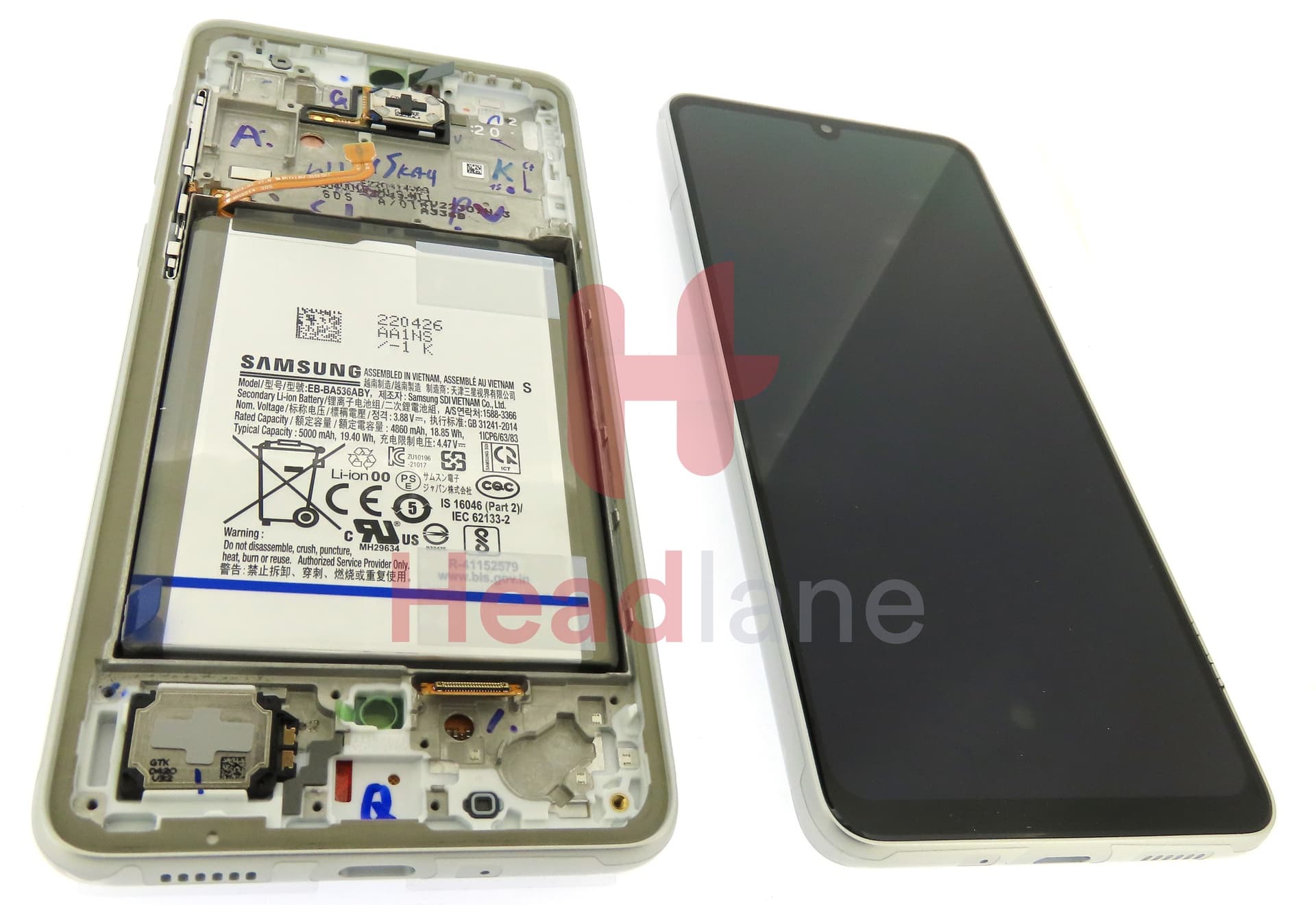 Samsung SM-A336 Galaxy A33 5G LCD Display / Screen + Touch + Battery - White - view 2