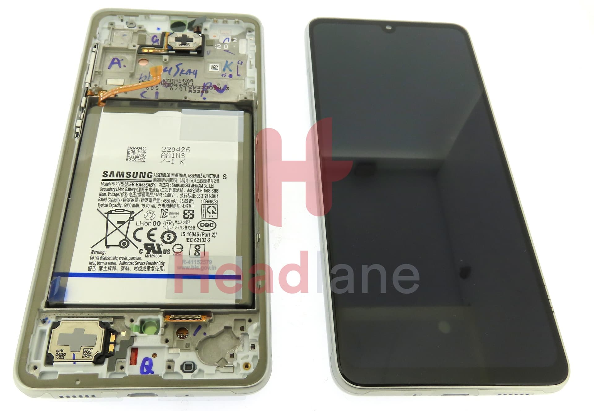 Samsung SM-A336 Galaxy A33 5G LCD Display / Screen + Touch + Battery - White - view 3