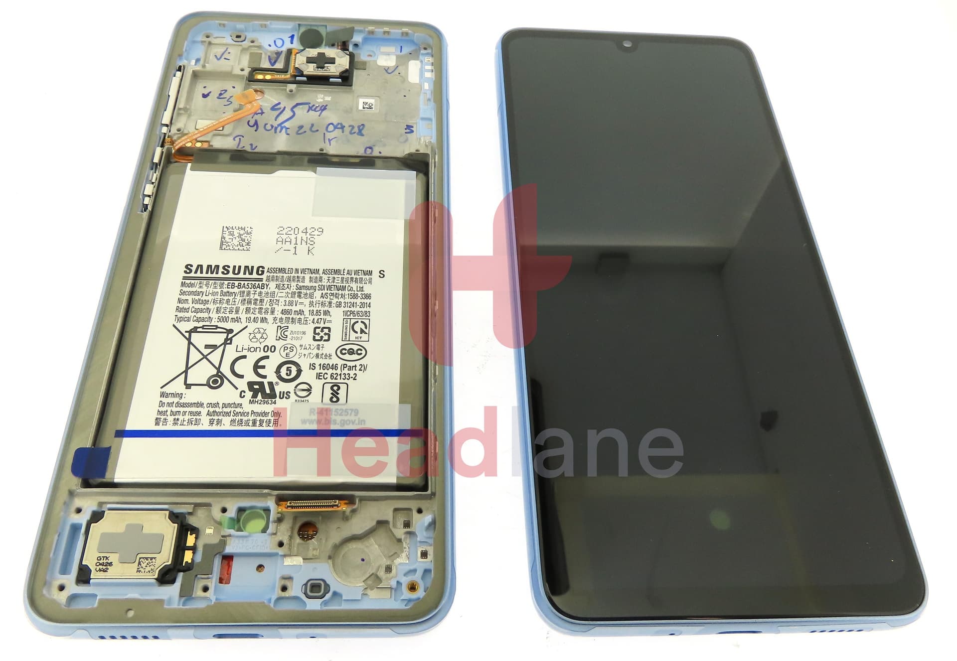 Samsung SM-A336 Galaxy A33 5G LCD Display / Screen + Touch + Battery - Blue - view 3