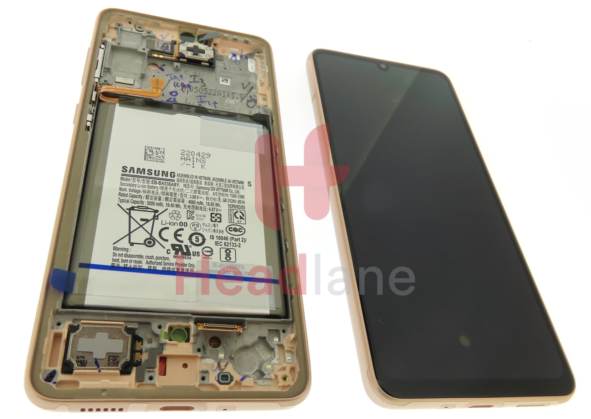 Samsung SM-A336 Galaxy A33 5G LCD Display / Screen + Touch + Battery - Peach - view 2