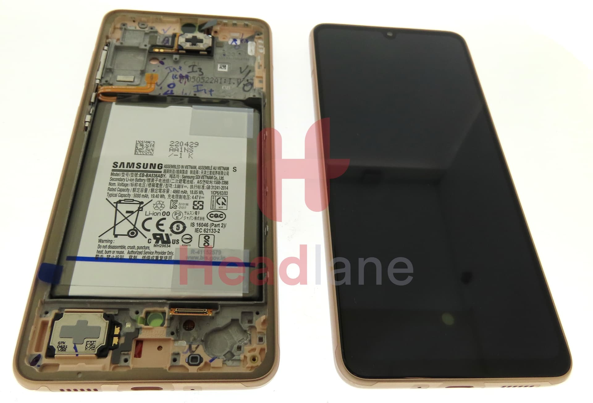 Samsung SM-A336 Galaxy A33 5G LCD Display / Screen + Touch + Battery - Peach - view 3