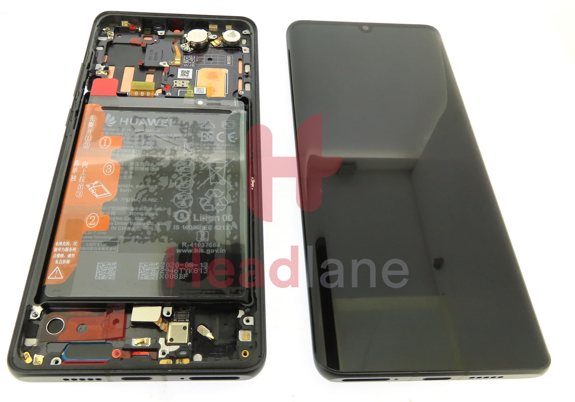 Huawei P30 Pro LCD Display / Screen + Touch + Battery Assembly - Black (Refurbished) - view 3