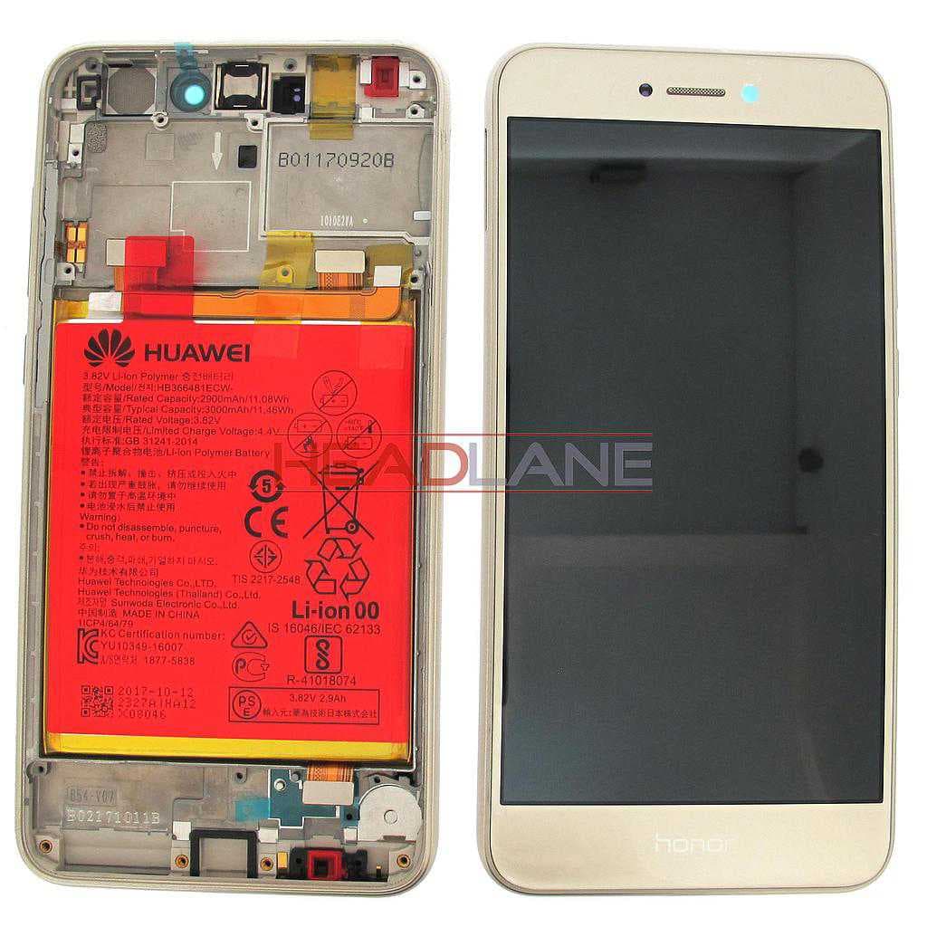 Huawei Honor 8 Lite LCD Display / Screen + Touch + Battery Assembly - Gold - 02351DYP - Huawei Replacement Part