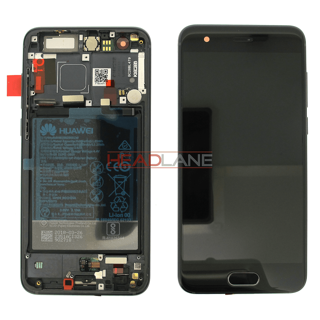 Huawei Honor 9 LCD Display / Screen + Touch + Battery - Black - 02351LGK - Huawei Replacement Part