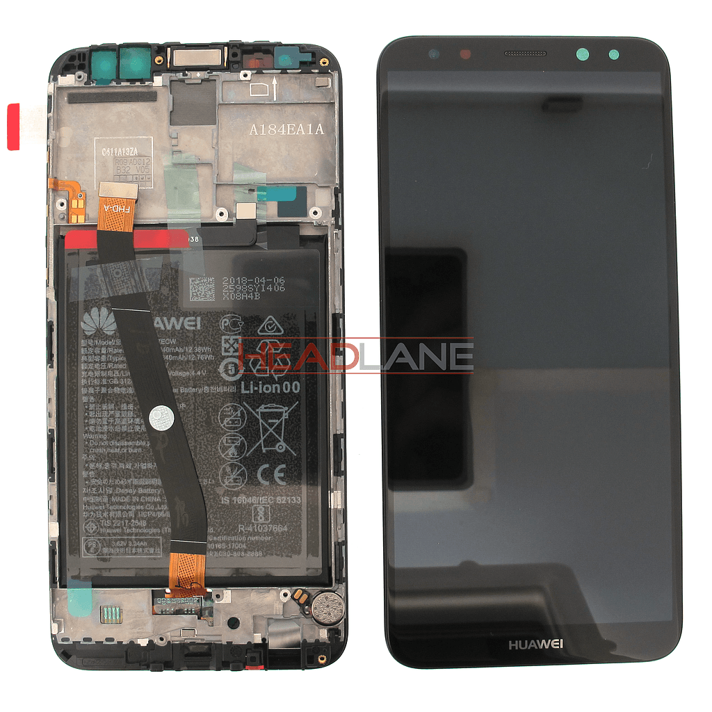 Huawei Mate 10 Lite LCD Display / Screen + Touch + Battery Assembly - Black - 02351QCY - Huawei Replacement Part