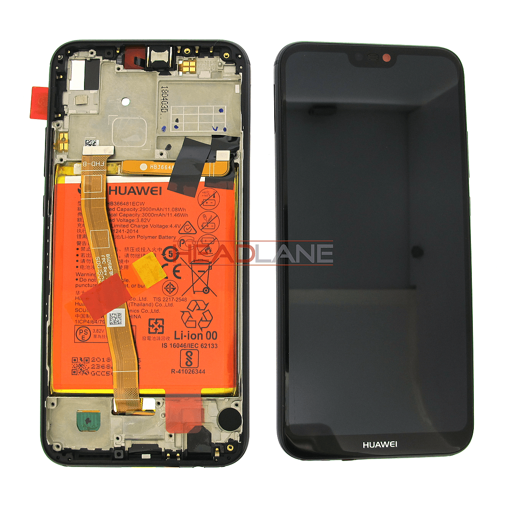 Huawei P20 Lite LCD Display / Screen + Touch + Battery Assembly - Black - 02351VPR - Huawei Replacement Part