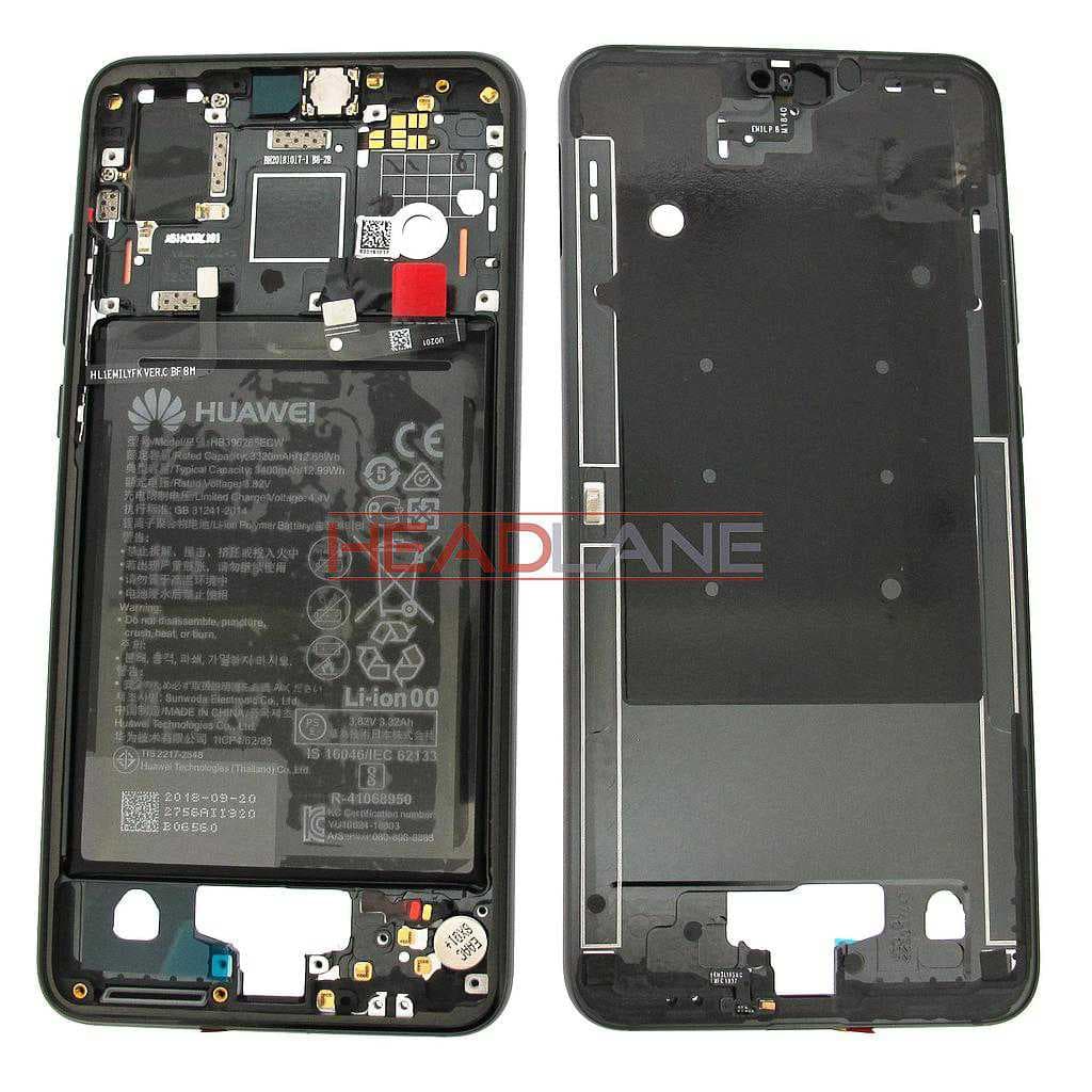 Huawei P20 Middle Cover / Chassis + Battery - Black - 02351WKJ - Huawei Replacement Part