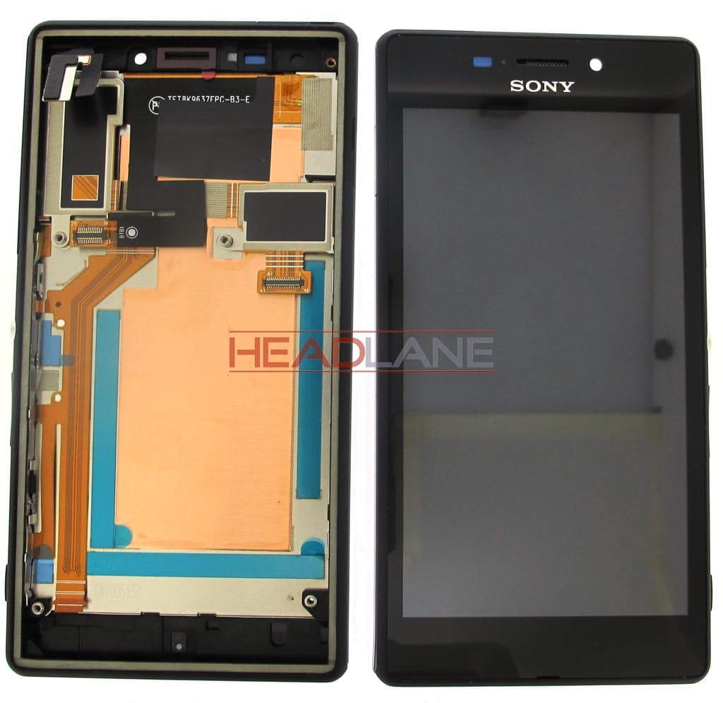 Sony D2403 / D2406 Xperia M2 Aqua LCD Display / Screen + Touch - Black - 78P7550002N - Sony Replacement Part