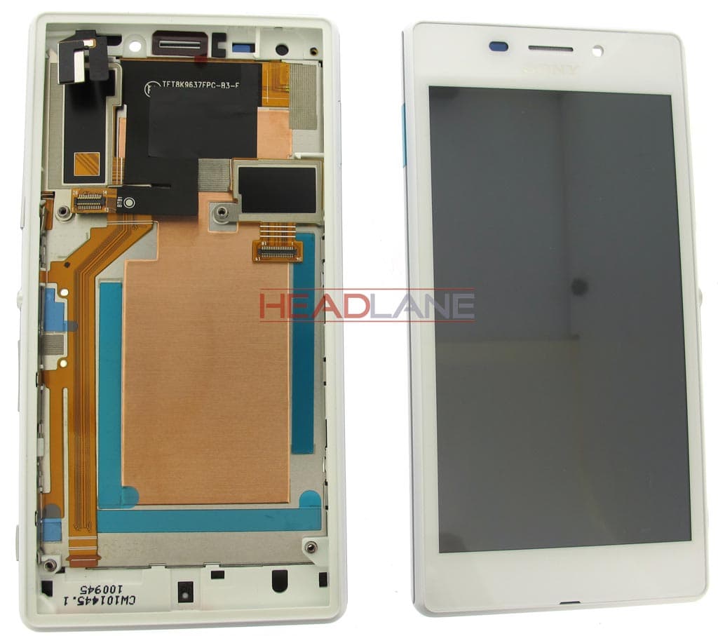 Sony D2403 / D2406 Xperia M2 Aqua LCD Display / Screen + Touch - White - 78P7550001N - Sony Replacement Part