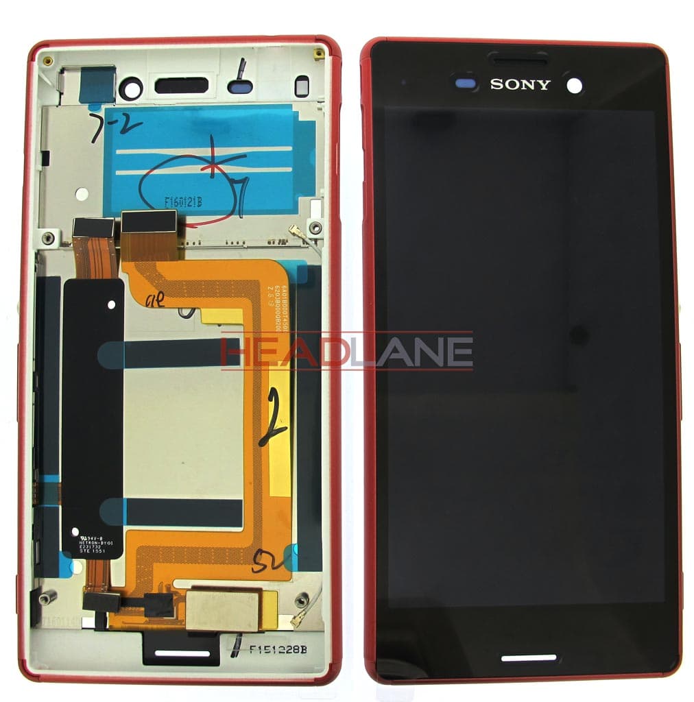 Sony E2313 / E2333 Xperia M4 Aqua Dual LCD Display / Screen + Touch - Coral - 124TUL0017A - Sony Replacement Part