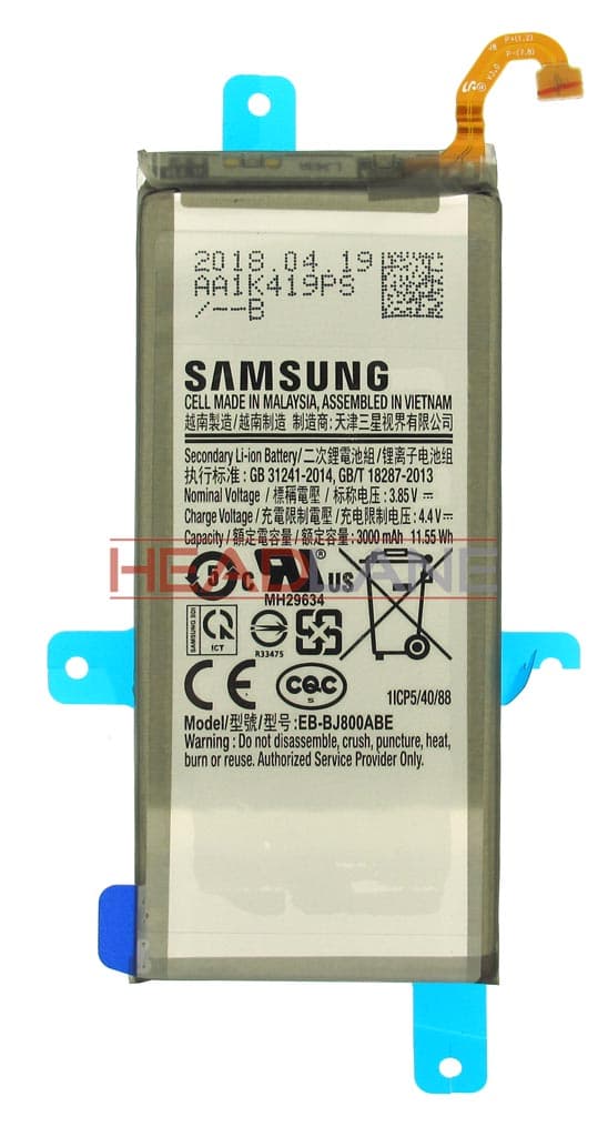Samsung SM-J600 SM-A600 Galaxy J6 A6 (2018) EB-BJ800ABE 3000mAh Internal Battery - GH82-16865A - Samsung Replacement Part
