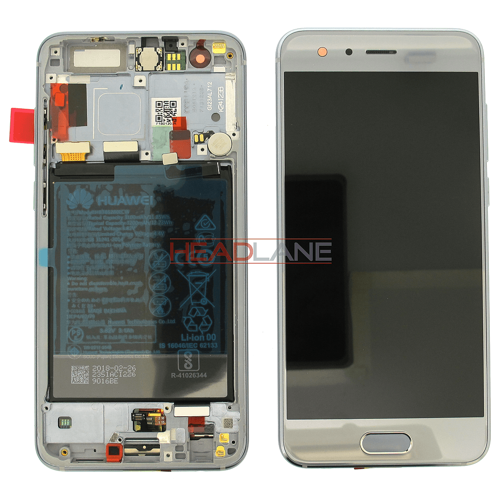 Huawei Honor 9 / Premium LCD Display / Screen + Touch + Battery - Silver Grey - 02351LCD - Huawei Replacement Part