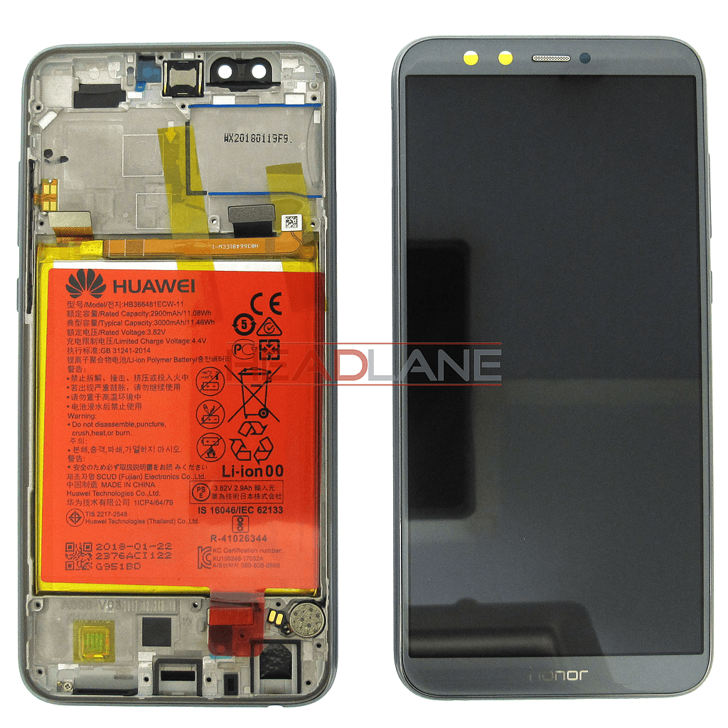 Huawei Honor 9 Lite LCD Display / Screen + Touch + Battery Assembly - Grey - 02351SNR - Huawei Replacement Part