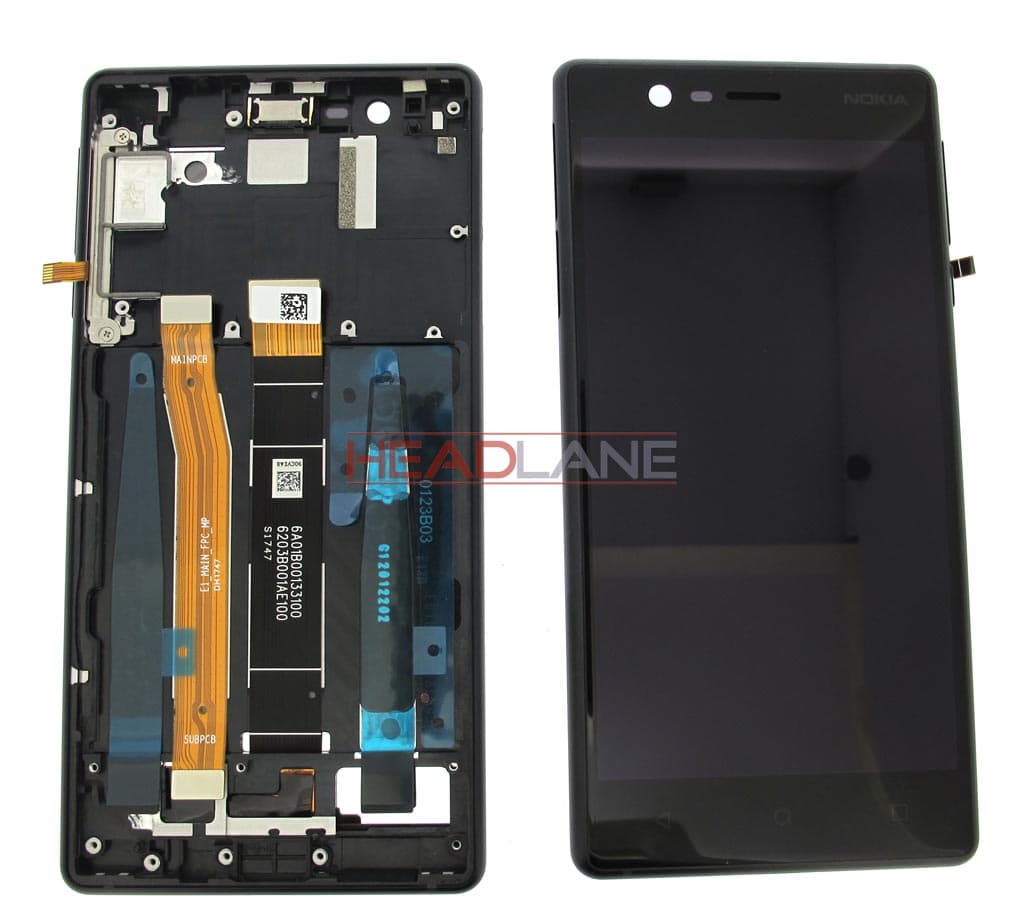 Nokia 3 LCD Display / Screen + Touch - Black (Type B - Single SIM) - 20NE1BW0003 - Nokia (HMD) Replacement Part
