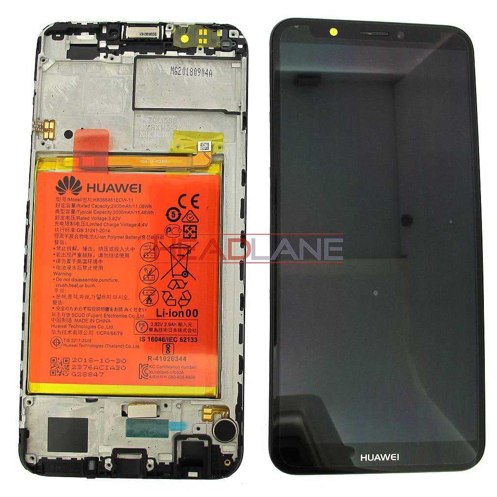 Huawei Y7 (2018) LCD Display / Screen + Touch + Battery Assembly - Black - 02351USA - Huawei Replacement Part