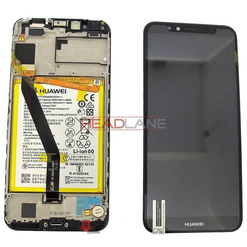 Huawei Y6 (2018) LCD Display / Screen + Touch + Battery Assembly - Black - 02351WLJ - Huawei Replacement Part