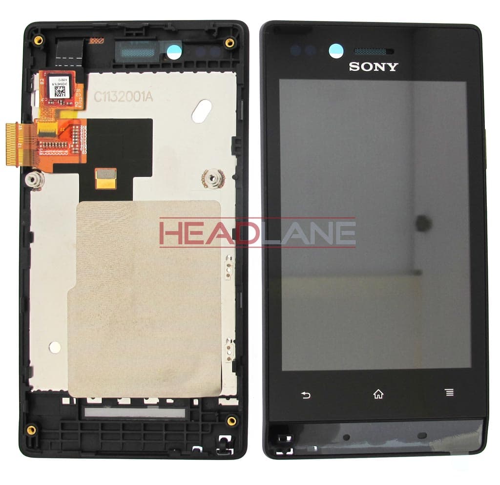 Sony ST23A Xperia Miro LCD Cover Front Assy Black - 124AFM00000 - Sony Replacement Part