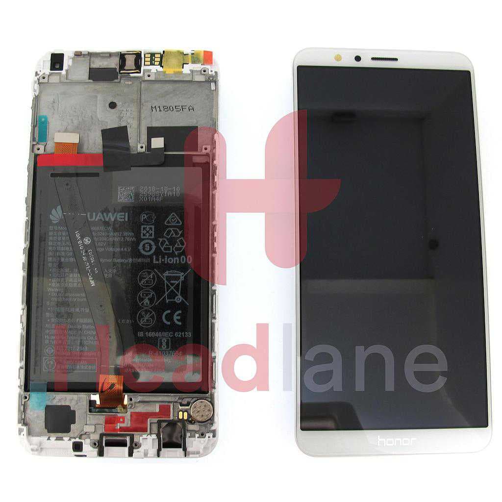 Huawei Honor 7X LCD Display / Screen + Touch + Battery - White - 02351QBV - Huawei Replacement Part
