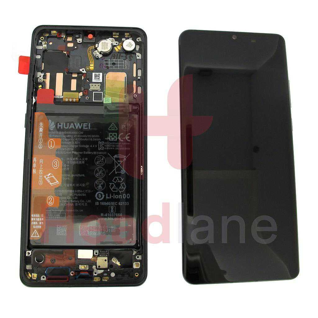 Huawei P30 Pro LCD Display / Screen + Touch + Battery Assembly - Black - 02352PBT - Huawei Replacement Part