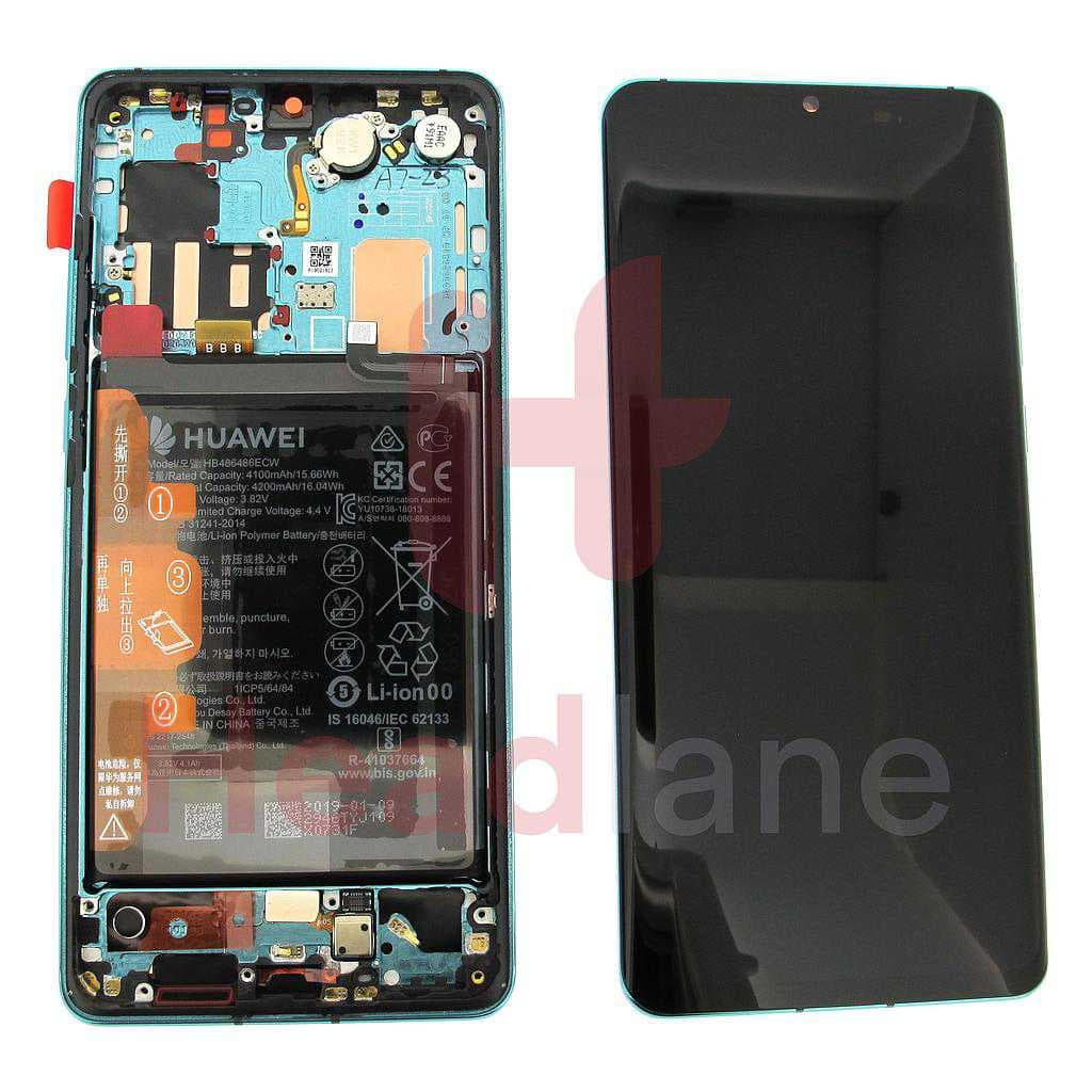 Huawei P30 Pro LCD Display / Screen + Touch + Battery Assembly - Aurora Blue - 02352PGE - Huawei Replacement Part