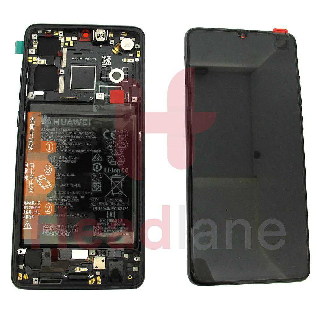 Huawei P30 LCD Display / Screen + Touch + Battery Assembly - Black (Old Version) - 02352NLL - Huawei Replacement Part