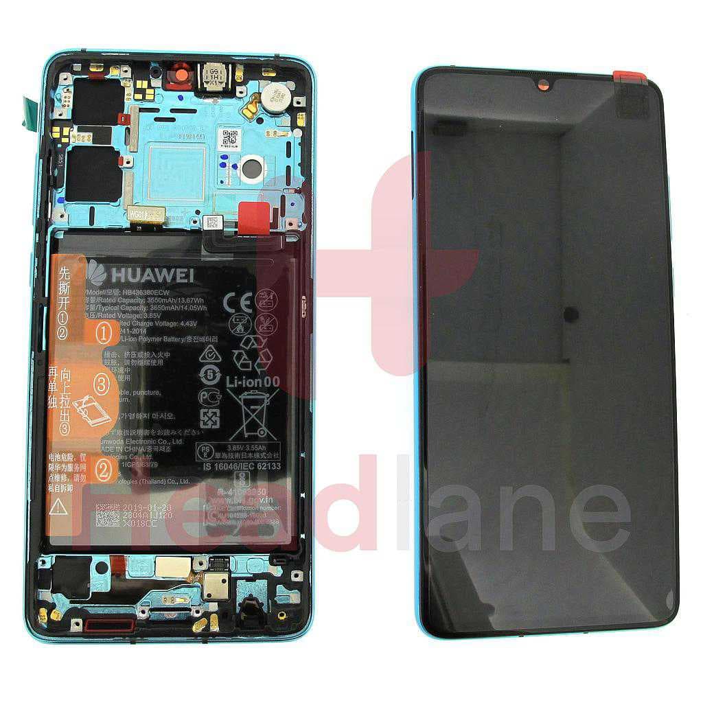 Huawei P30 LCD Display / Screen + Touch + Battery Assembly - Aurora Blue - 02352NLN - Huawei Replacement Part