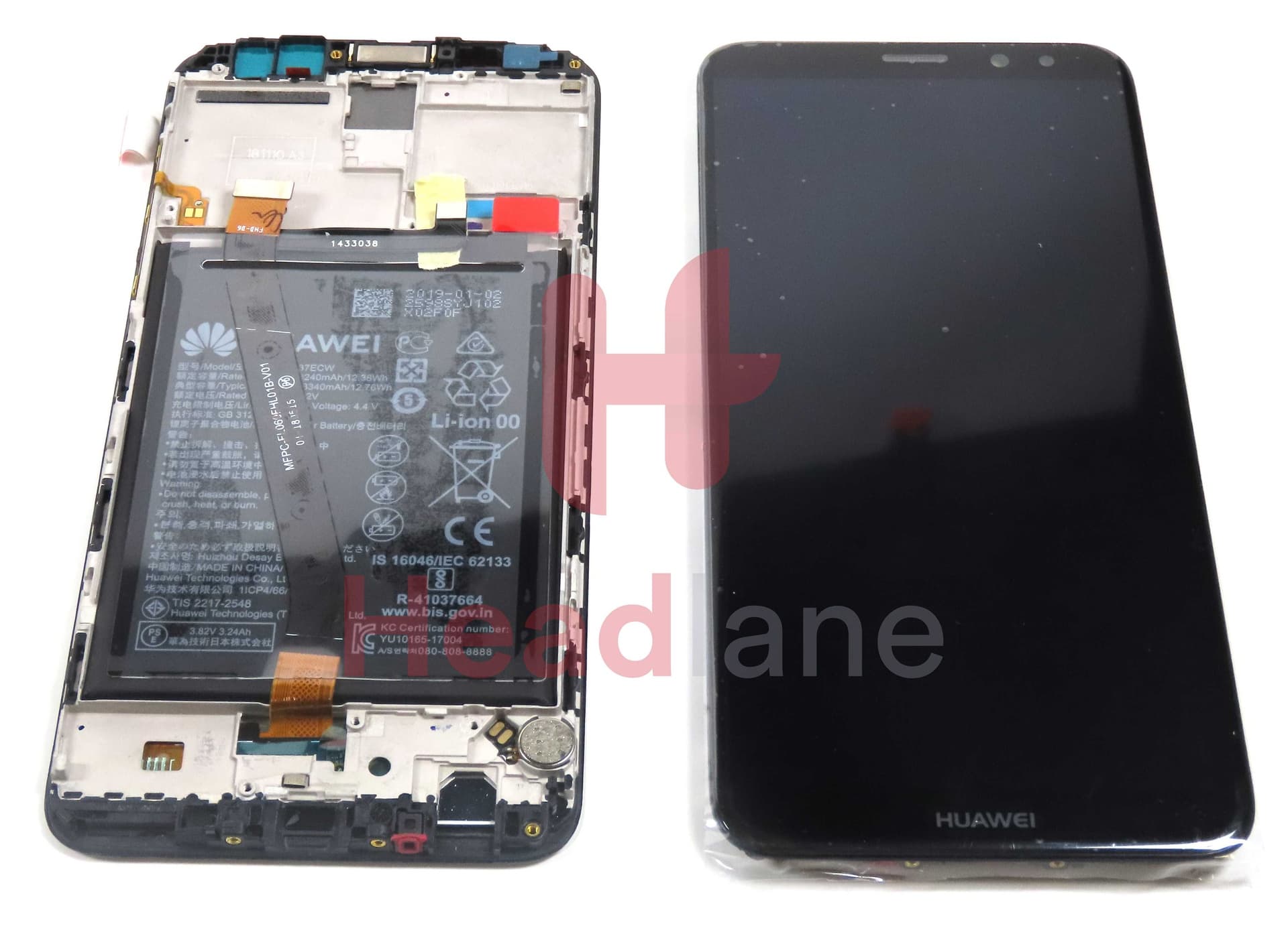 Huawei Mate 10 Lite LCD Display / Screen + Touch +Battery Assembly - Black - 02351PYX - Huawei Replacement Part