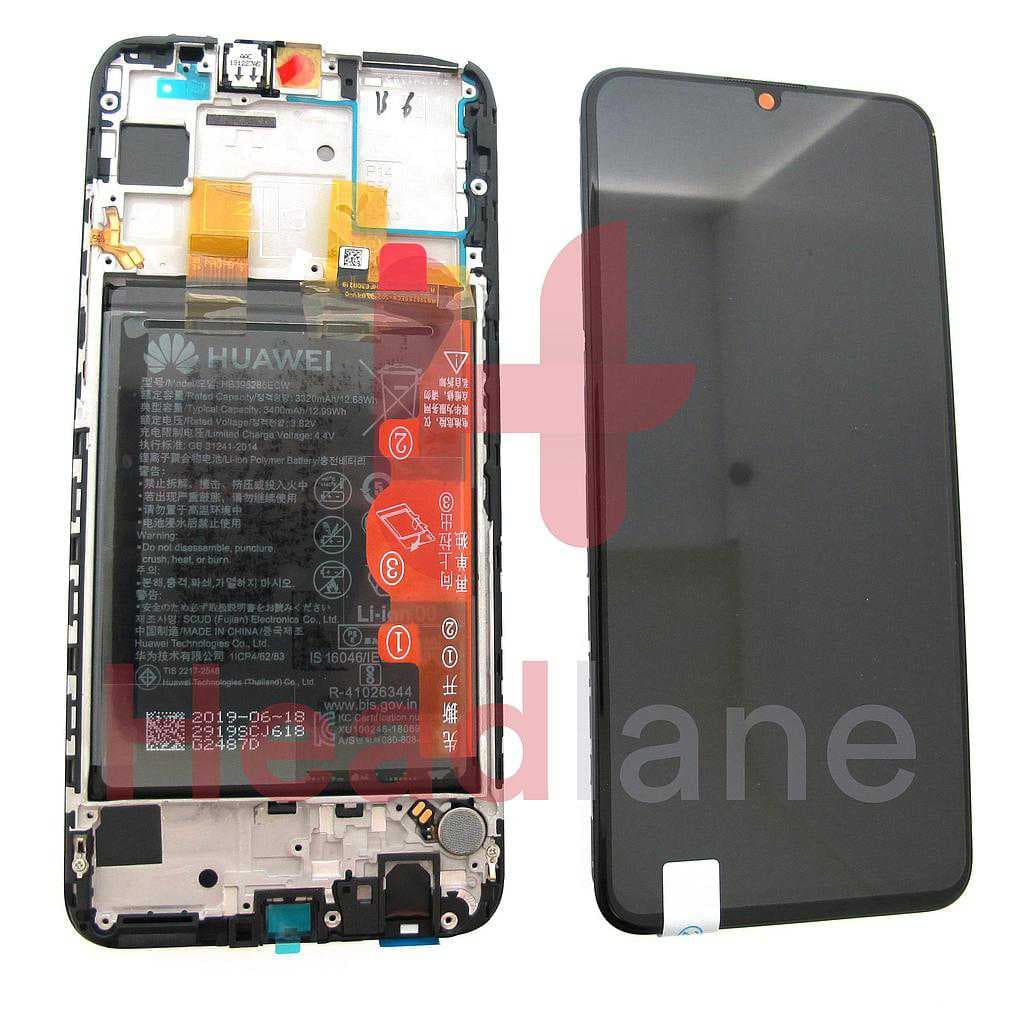 Huawei P Smart (2019) LCD / Screen + Touch + Battery Assembly - Black - 02352JEY - Huawei Replacement Part
