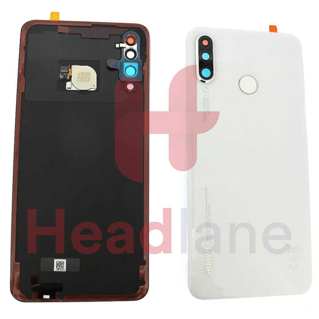 Huawei P30 Lite Back / Battery Cover + Fingerprint Sensor - Pearl White (MAR-LX1A 48MP Rear Camera) - 02352RQB - Huawei Replacement Part