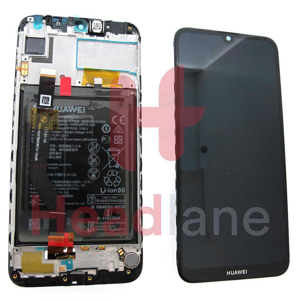 Huawei Y7 (2019) LCD Display / Screen + Touch + Battery Assembly - Black - 02352KCV